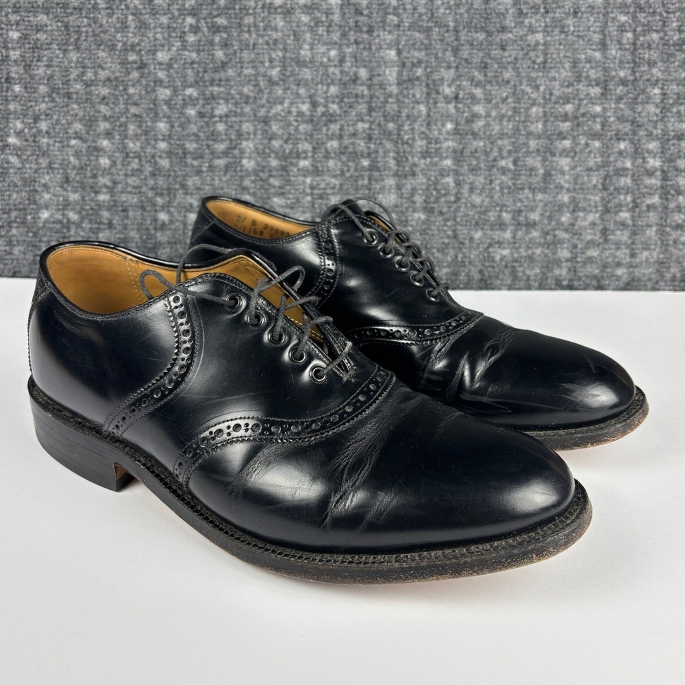 Johnston & Murphy Heritage Saddle Oxford Brogue Dress Shoes 8.5 D Black Leather